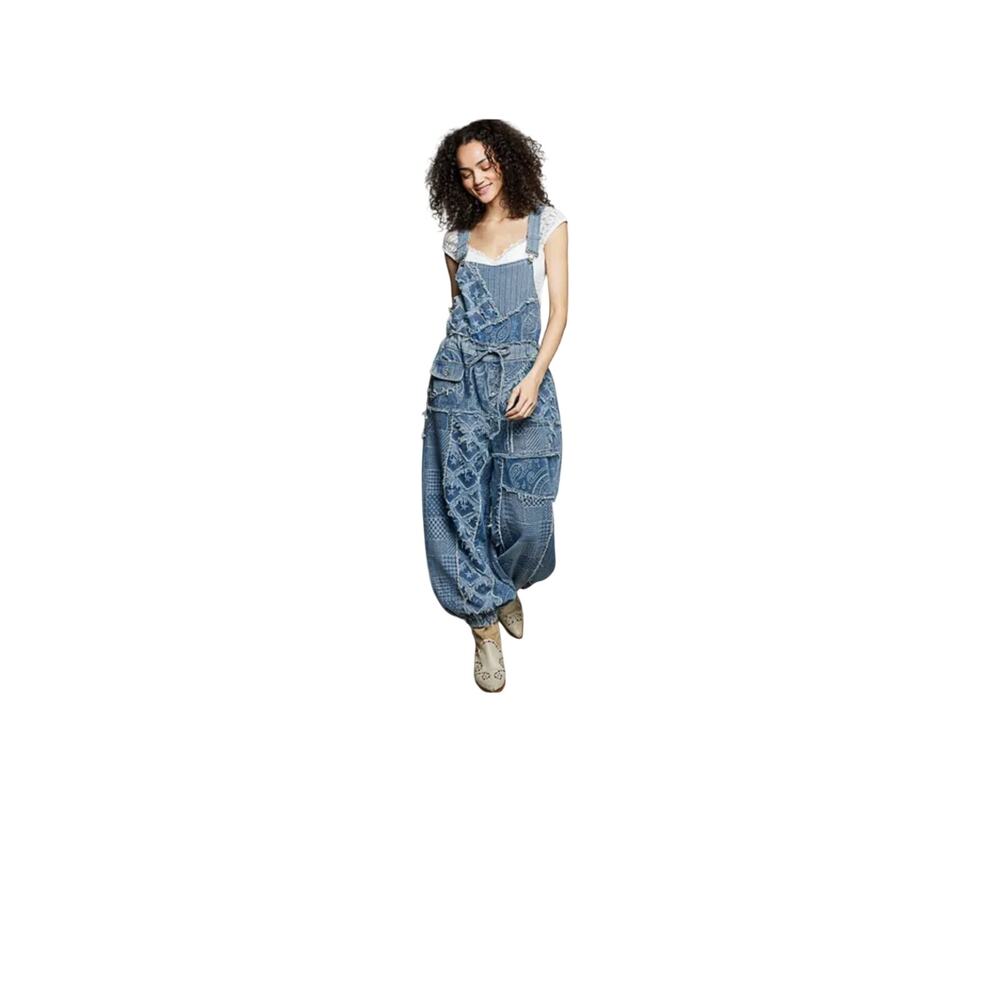 POL Patchwork Denim Overalls Small